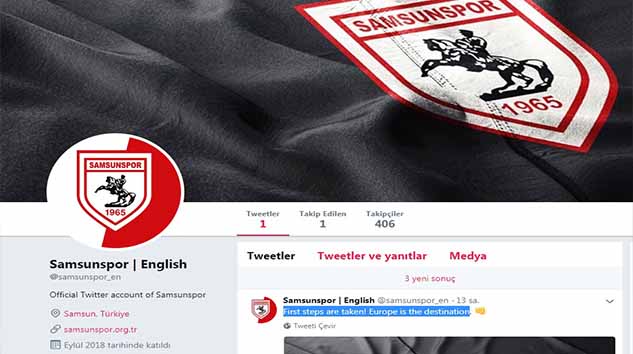 Samsunspor, İngilizce twitter hesabı açtı