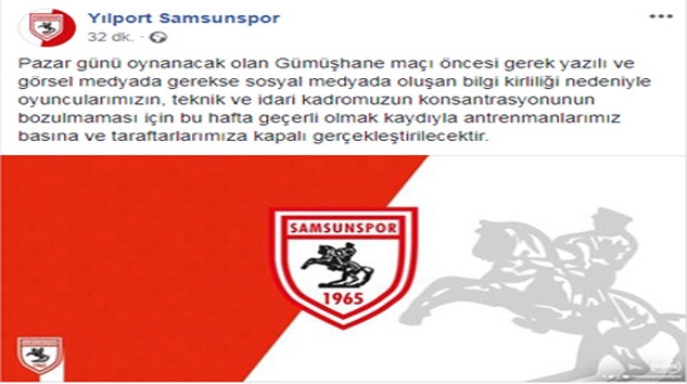 YILPORT SAMSUNSPOR'DAN BASINA VE TARAFTARA İDMAN YASAĞI