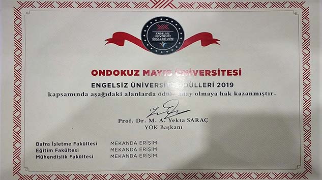 OMÜ'ye Engelsiz Üniversite Ödülü!