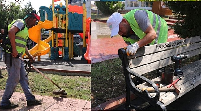 İlkadım'da Parklar Temizlenip Onarılıyor