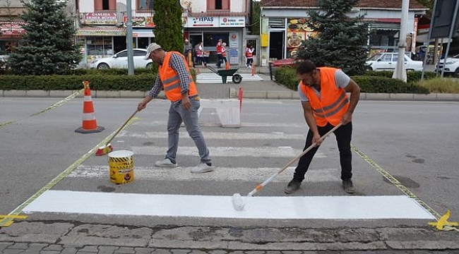 Havza'da Okul Önleri ve ilçe merkezindeki Yaya Geçitleri Boyandı