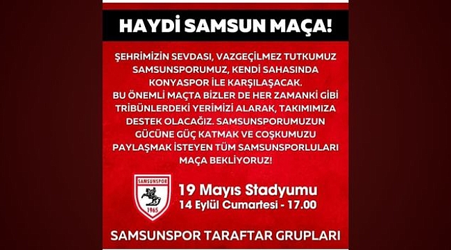 Taraftarlara Konyaspor Maçı Çağrısı